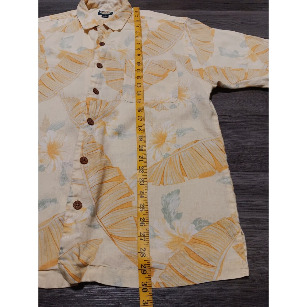 Tommy Bahama Men's Yellow Banana Leaf 100% Linen Hawaiian Shirt‎ Size Medium - Picture 3 of 5